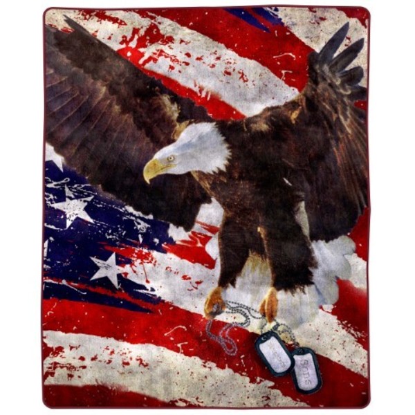 Hastings Home 8-lb Throw Blanket, Oversized Woven Sofa, Soft Comfort Bed Decor with Printed Wildlife, Bald Eagle 985741QDD